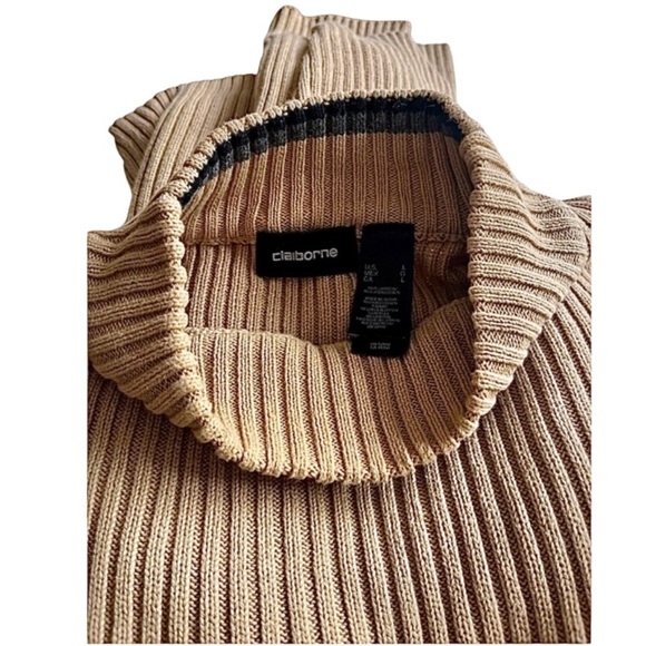 Claiborne | Merino Tan Ribbed Sweater | Mock Neck | Men’s Size Large | NWOT - Picture 6 of 7